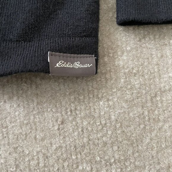 Eddie Bauer Sweater Mens Small Black Quarter Zip Pullover Cotton Cashmere Shirt - Picture 3 of 9